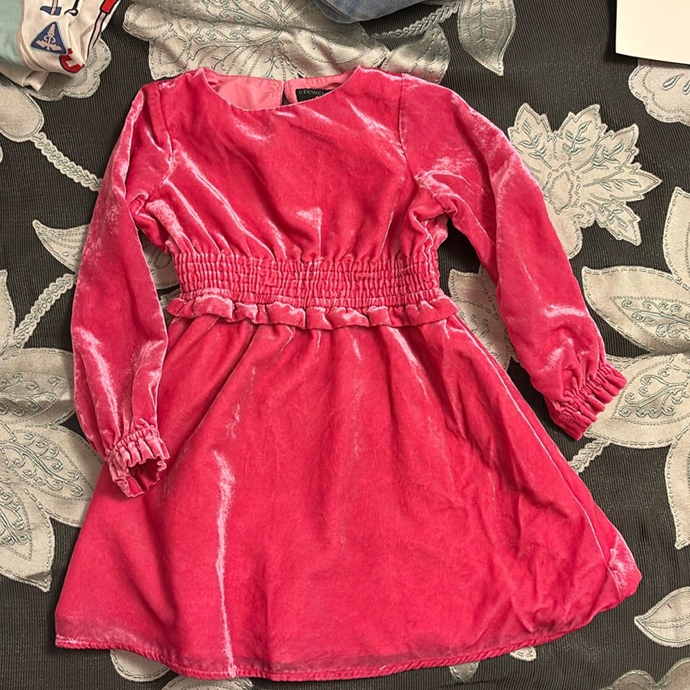 4T j. Crew Crewcuts long sleeve pink lined velvet girls dress